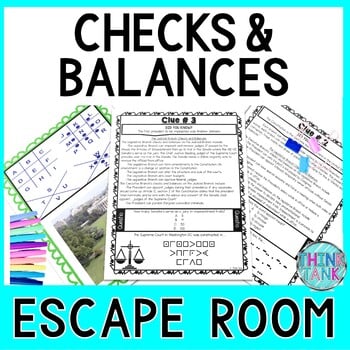 Checks and Balances ESCAPE ROOM Activity - Reading Comprehension - Government