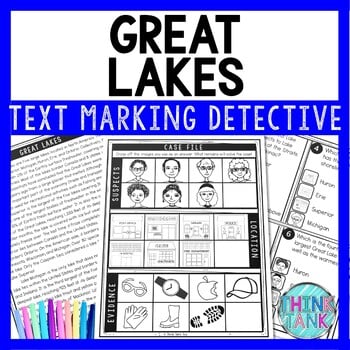 Great Lakes Text Marking Detective Mystery - Reading Passage - Geography