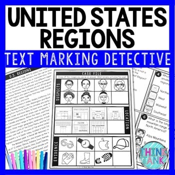 Regions of the United States Text Marking Detective Mystery - Reading Passage