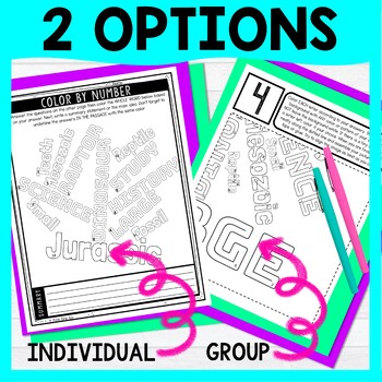 Dinosaurs Color by Number - Close Reading & Text Marking - Image 4