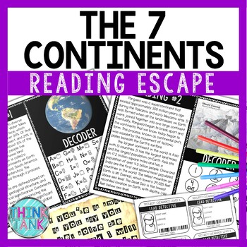 Continents Reading Comprehension and Puzzle Escape Room - World Geography