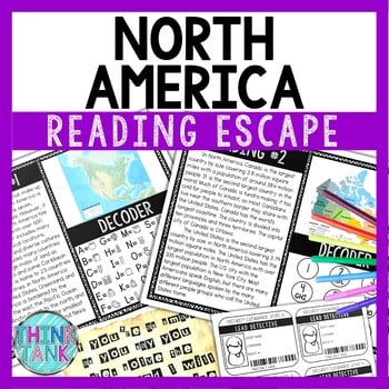 North America Reading Comprehension and Puzzle Escape Room - Continents