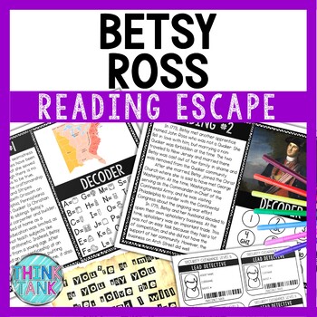 Betsy Ross Reading Comprehension and Puzzle Escape Room - American Flag