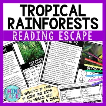 Tropical Rainforests Reading Comprehension and Puzzle Escape Room
