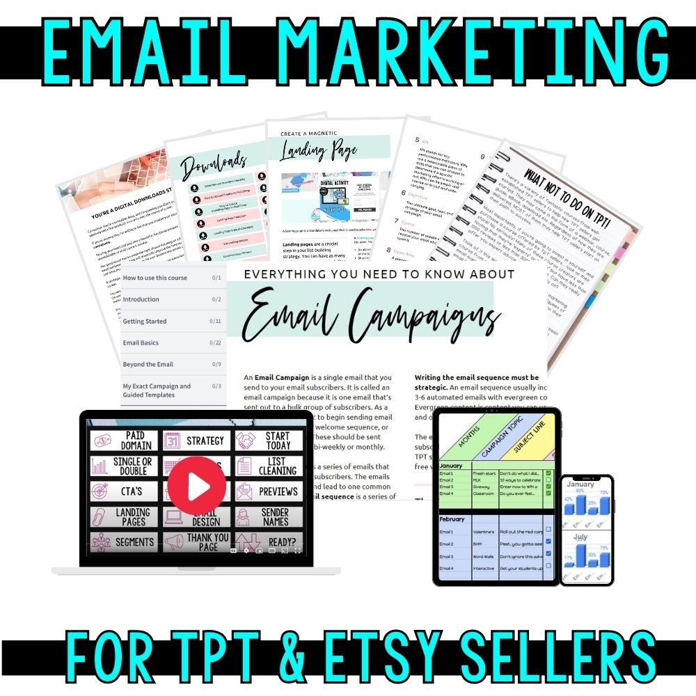 email marketing course for TPT and Etsy sellers (printables for kids)