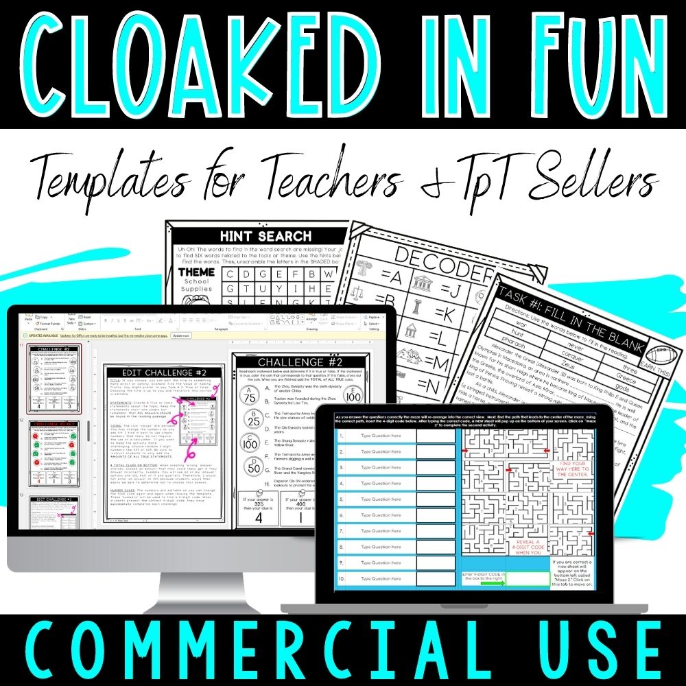 Classroom game templates for TPT sellers and teachers