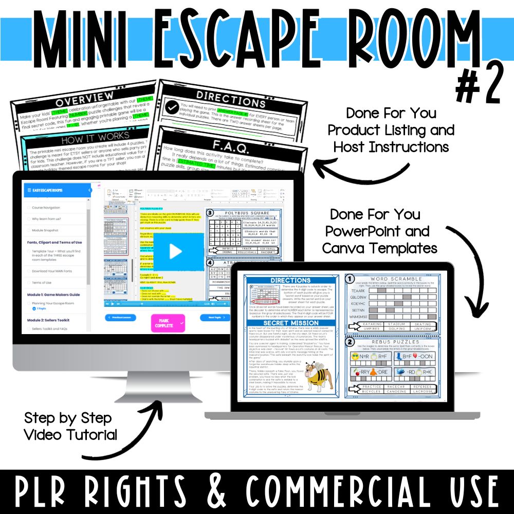 Learn to create an escape room for kids to sell on Etsy