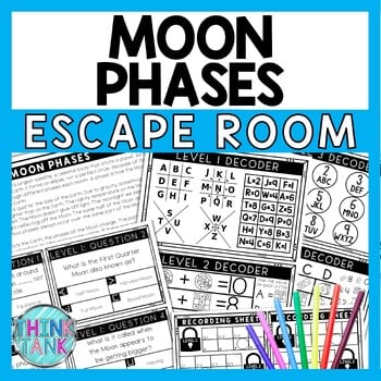 Moon Phases Escape Room - Task Cards - Reading Comprehension
