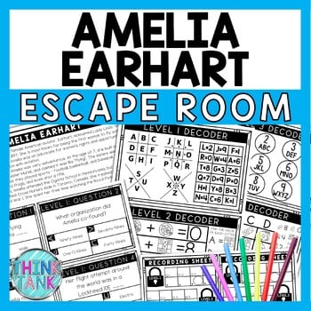 Amelia Earhart Escape Room - Task Cards - Reading Comprehension