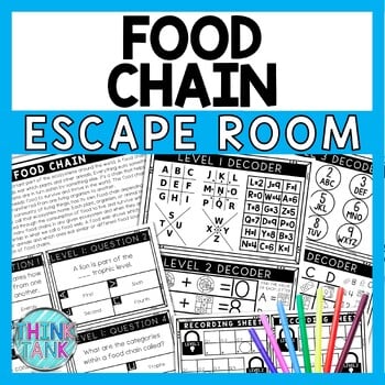 Food Chain Escape Room - Task Cards - Reading Comprehension
