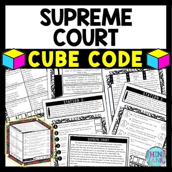 Supreme Court Cube Stations - Reading Comprehension Activity - Judicial Branch