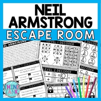 Neil Armstrong Escape Room - Task Cards - Reading Comprehension
