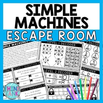 Simple Machines Escape Room - Task Cards - Reading Comprehension