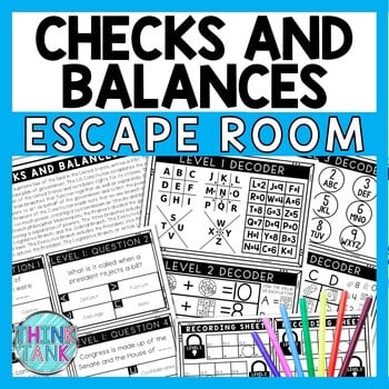 Checks and Balances Escape Room - Task Cards - Reading Comprehension
