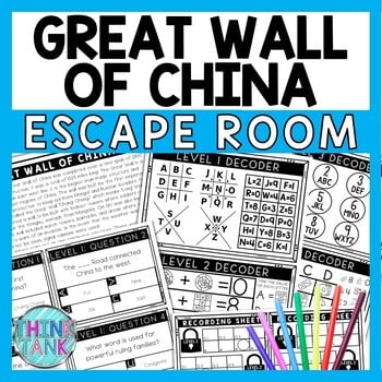 Great Wall of China Escape Room - Task Cards - Reading Comprehension