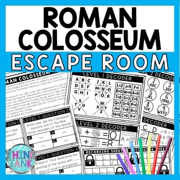 Roman Colosseum Escape Room - Task Cards - Reading Comprehension - Ancient Rome