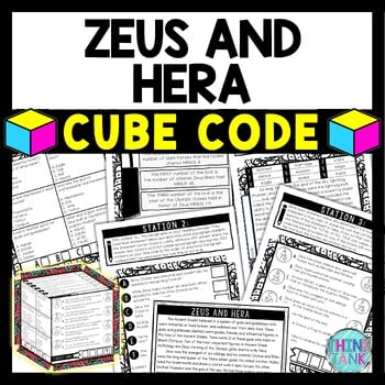 Greek Mythology Zeus and Hera Cube Stations - Reading Comprehension Activity