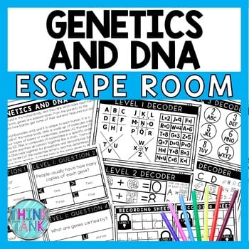 Genetics and DNA Escape Room - Task Cards - Reading Comprehension - Human Body