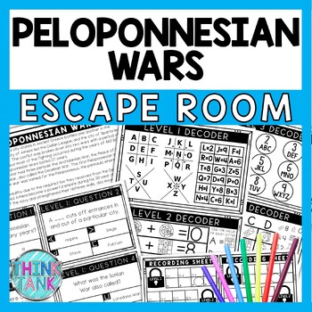 Peloponnesian War Escape Room - Task Cards - Reading Comprehension - Greece