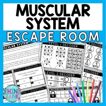 Muscular System Escape Room - Task Cards - Reading Comprehension - Human Body