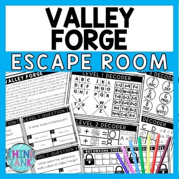 Valley Forge Escape Room - Task Cards - Reading Comprehension