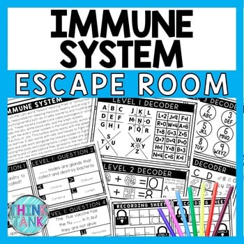 Immune System Escape Room - Task Cards - Reading Comprehension - Human Body