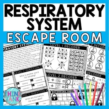 Respiratory System Escape Room - Task Cards - Reading Comprehension - Human Body