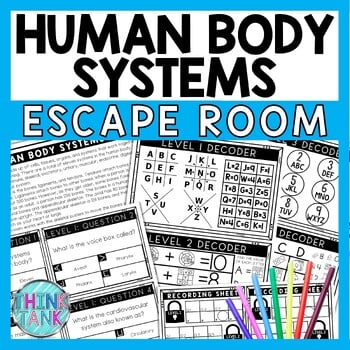 Human Body Systems Escape Room - Task Cards - Reading Comprehension