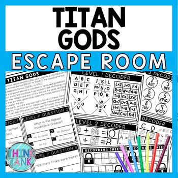 Titan Gods Escape Room - Task Cards - Reading Comprehension - Greek Mythology