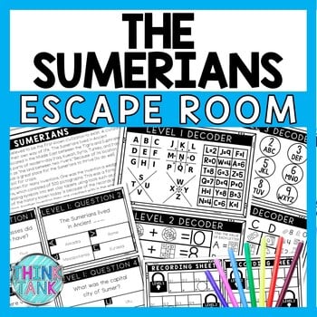 Sumerians Escape Room - Task Cards - Reading Comprehension - Mesopotamia