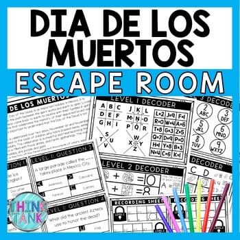 Dia de los Muertos Escape Room - Task Cards - Reading Comprehension - Holiday