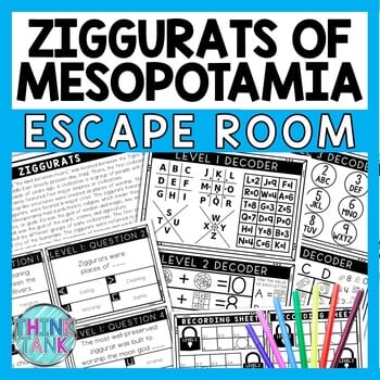 Ziggurats Escape Room - Task Cards - Reading Comprehension - Mesopotamia