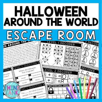 Halloween Around the World Escape Room - Task Cards - Reading Comprehension