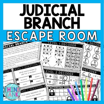 Judicial Branch Escape Room - Task Cards - Reading Comprehension - Supreme Court