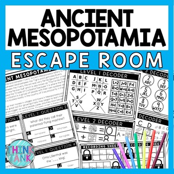 Ancient Mesopotamia Escape Room - Task Cards - Reading Comprehension