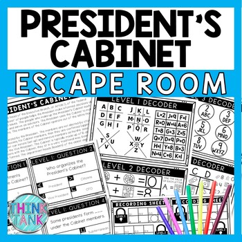 President's Cabinet Escape Room - Task Cards - Reading Comprehension