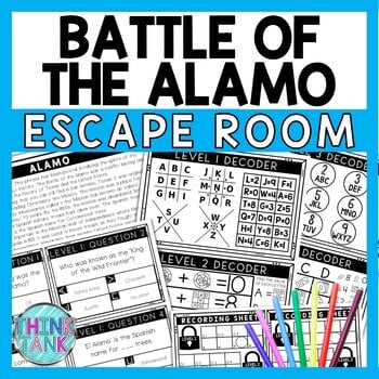 Battle of the Alamo Escape Room - Task Cards - Reading Comprehension