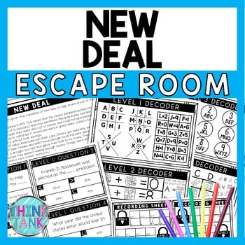 New Deal Escape Room - Task Cards - Reading Comprehension