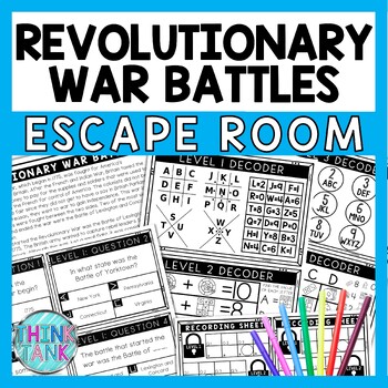 Revolutionary War Battles Escape Room - Task Cards - Reading Comprehension