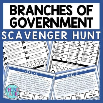Branches of Government Scavenger Hunt - Reading Comprehension Activity