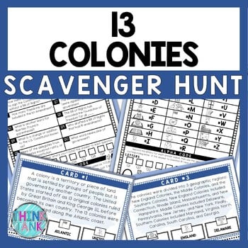 13 Colonies Scavenger Hunt - Reading Comprehension Activity