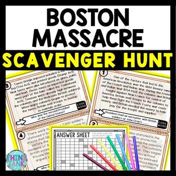 Boston Massacre Scavenger Hunt Reading Comprehension Activity
