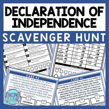 Declaration of Independence Scavenger Hunt - Reading Comprehension Activity