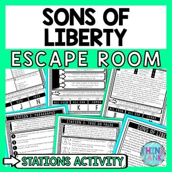 Sons of Liberty Escape Room Stations - Reading Comprehension Activity