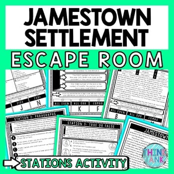 Jamestown Escape Room Stations - Reading Comprehension Activity
