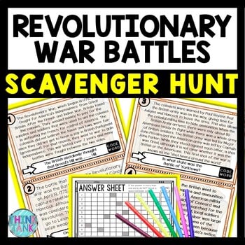Revolutionary War Battles Scavenger Hunt Reading Comprehension Activity