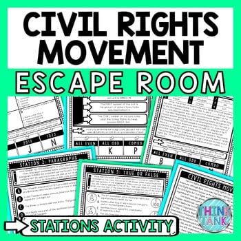 Civil Rights Movement Escape Room Stations - Reading Comprehension Activity