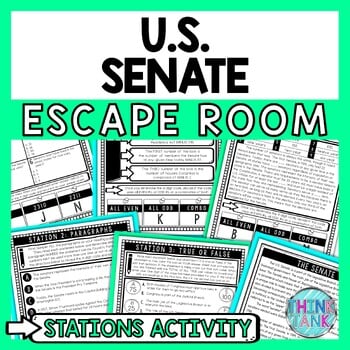 Senate Escape Room Stations - Reading Comprehension Activity - 3 Branches