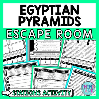 Egyptian Pyramids Escape Room Stations - Reading Comprehension Activity