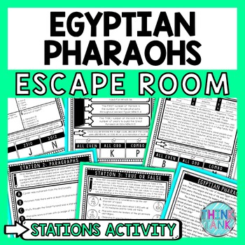 Egyptian Pharaohs Escape Room Stations - Reading Comprehension Activity